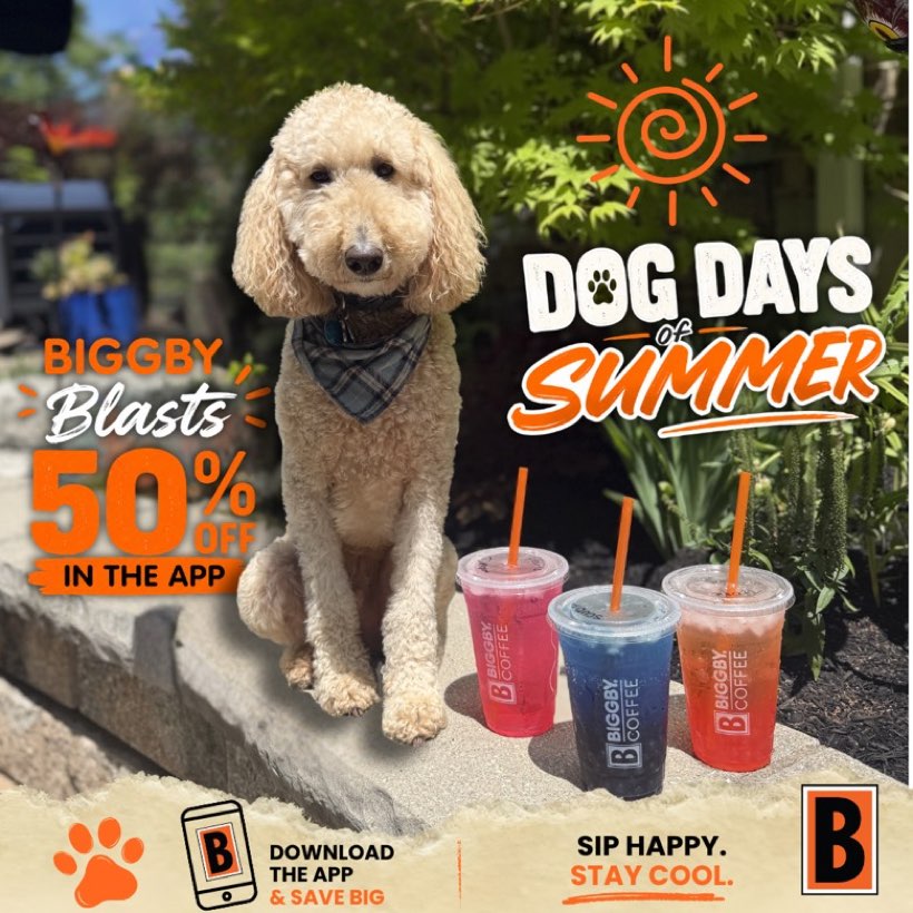 BIGGBY Coffee Dog Days of Summer paid social ad